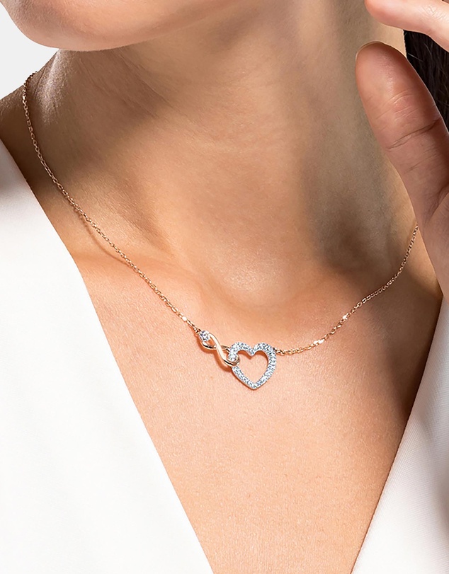 Swarovski - Hyperbola necklace, Infinity and heart, White, Mixed metal finish