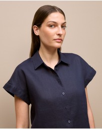 Trenery - Linen Cap Sleeve Shirt in Night Sky