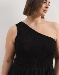 Atmos&Here Curvy - Josie Linen Blend One Shoulder Tiered Maxi Dress