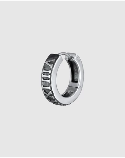 Kuzzoi - ICONIC EXCLUSIVE - Earrings Single Creoles Roman Numerals in 925 Sterling Silver Oxidised