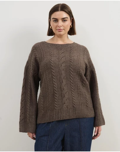 Atmos&Here Curvy - Drew Oversized Textured Cable Knit Jumper
