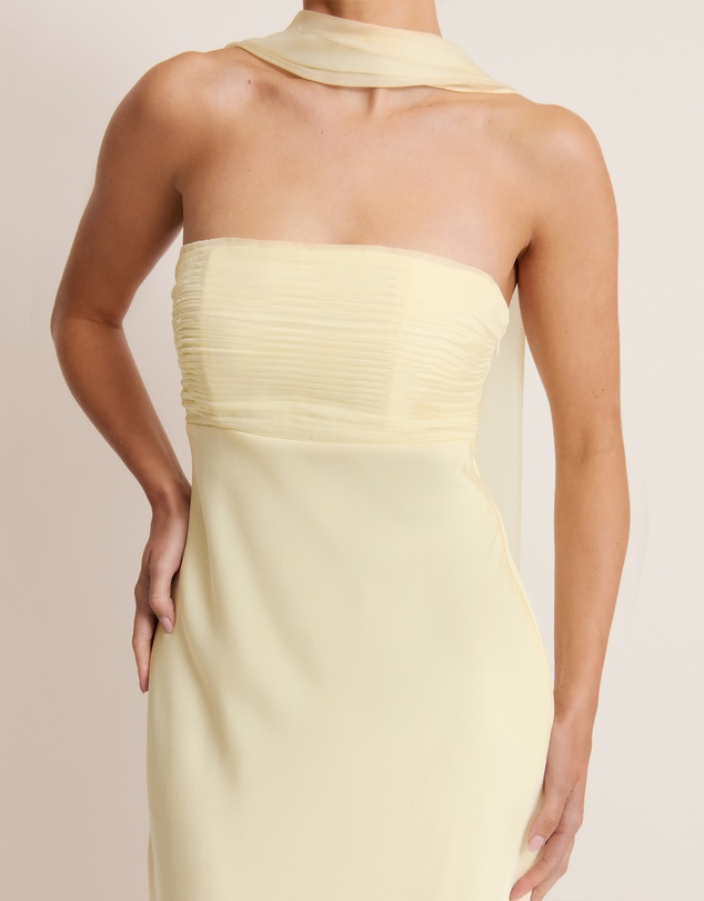 Six Stories - Chiffon Bandeau Satin Maxi Dress