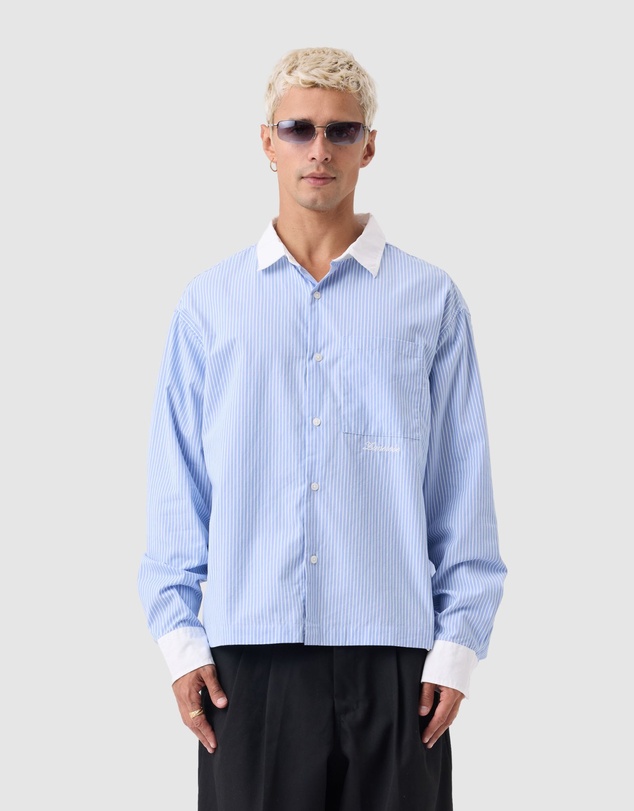 Zanerobe - Bankers Box Crop LS Shirt Blue Stripe