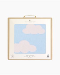 Living Textiles - Pram Knitted Blanket - Cloud Whisper / Blue