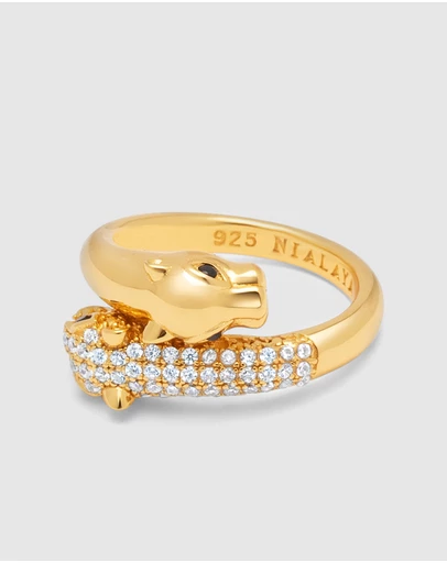 Nialaya Jewellery - Women's Twisted Panther Ring in Gold