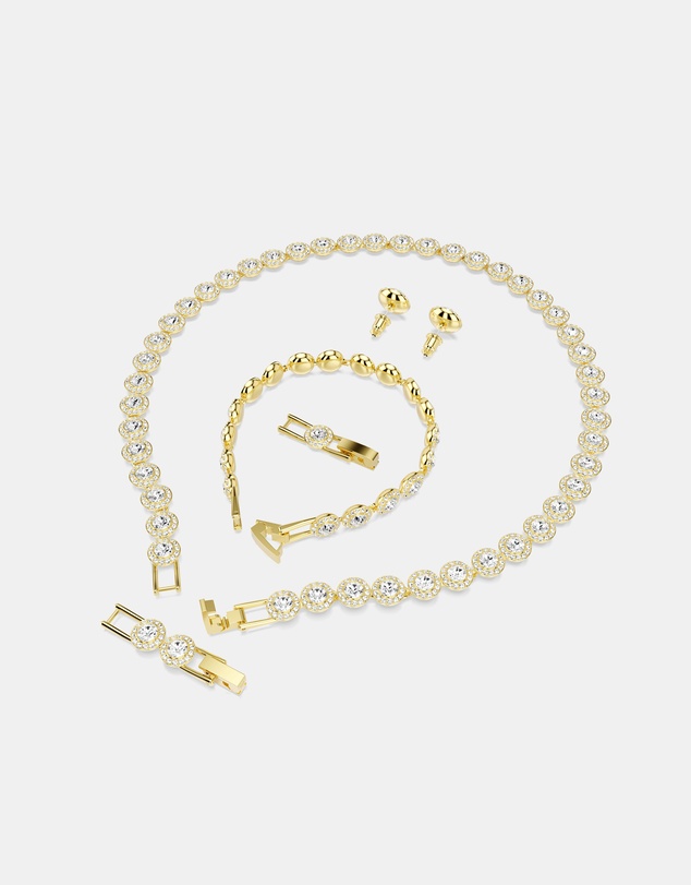 Swarovski - Una Angelic Set, Set 3, Round Cut, White, Gold-tone Plated