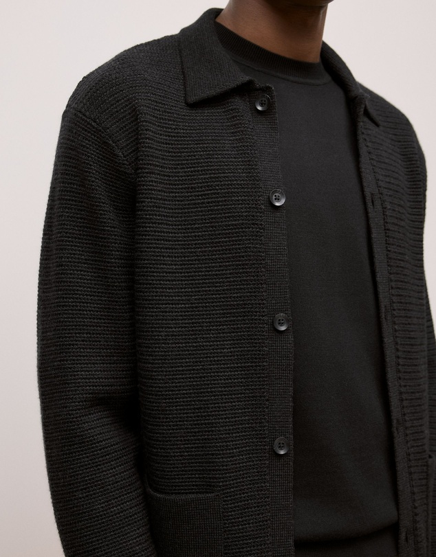 Trenery - Merino Textured Shacket in Charcoal Melange
