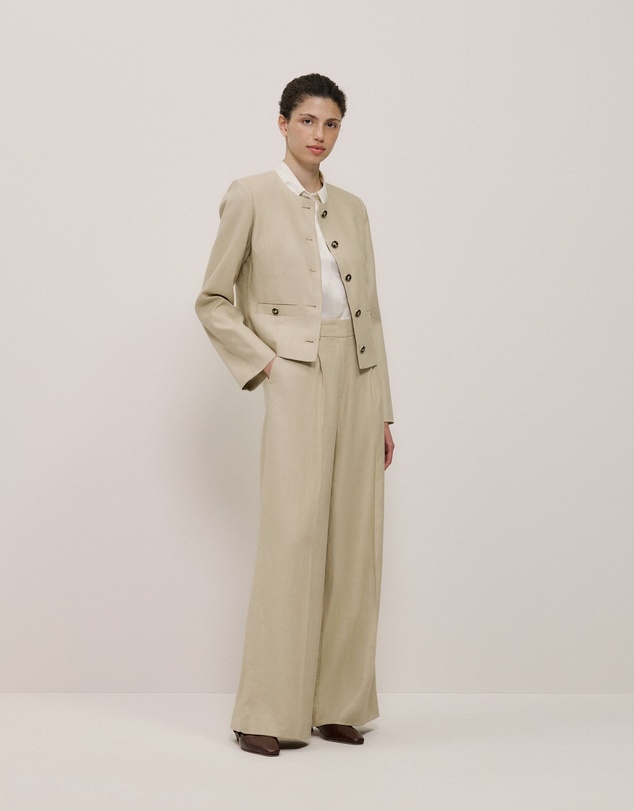 Trenery - Textured Wide Leg Pant in Clay