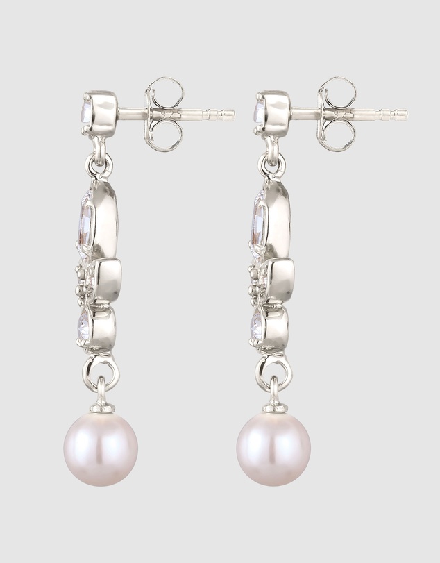 Elli Jewelry - Crystal Blossom Drop Earrings in 925 Silver