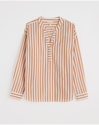 Seasalt - Seasalt Cornwall Yellow Eyebright Longline Striped Shirt