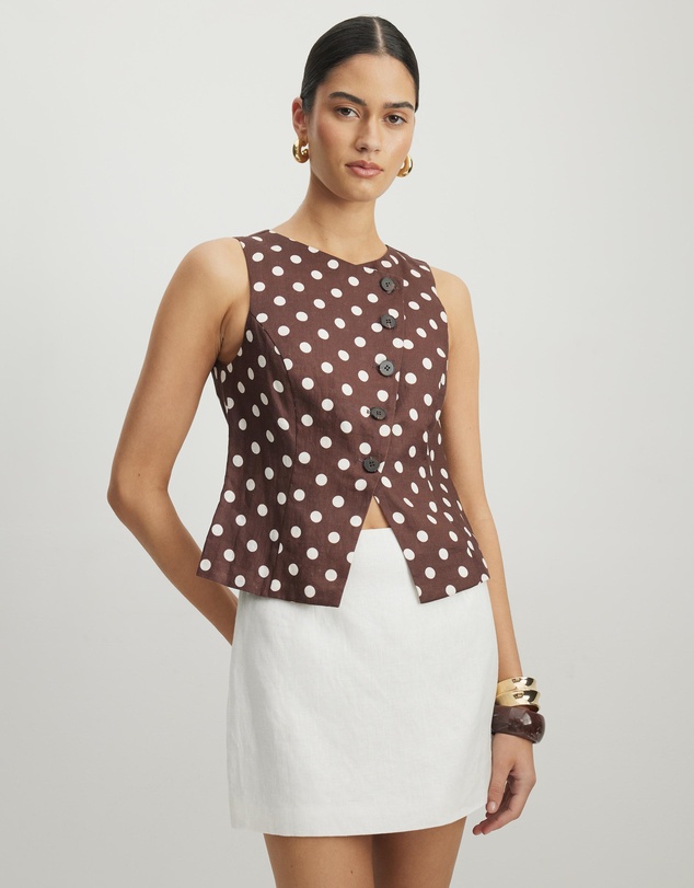AERE - Tessa Linen Asymmetric Crew Vest