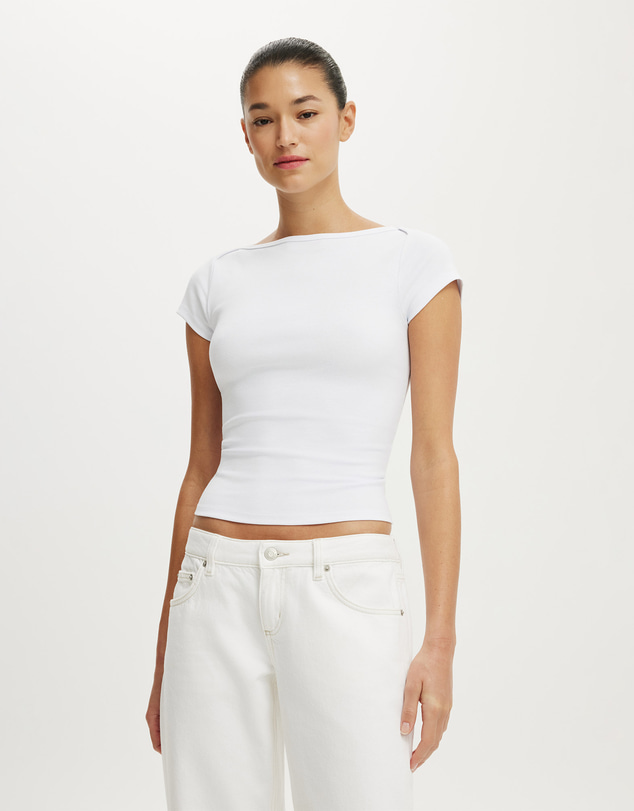 Cotton On - Boatneck Cap Sleeve Tee