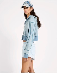 ONE TEASPOON - Cropped Fleece Zip Hoody - Washed Blue