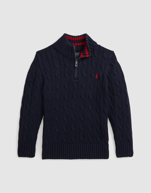 Polo Ralph Lauren - Cable-Knit Cotton Quarter-Zip Sweater - The Iconic Exclusive - Babies-Kids