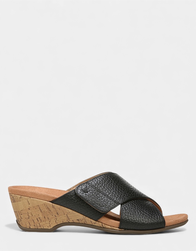 Vionic - Leticia Wedge Sandal - Black Leather