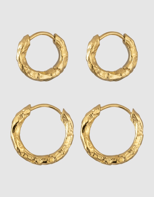 Elli Jewelry - Organic Hoop Set in Gold-Plated 925 Silver