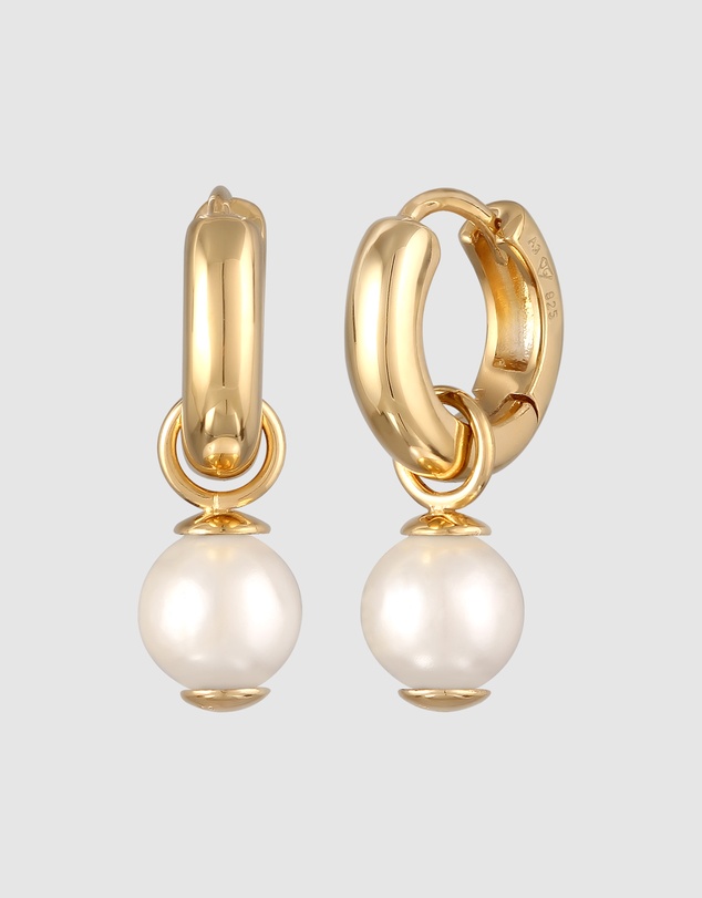 Kuzzoi - ICONIC EXCLUSIVE - Pearl Hoop Earrings in Gold-Plated 925 Sterling Silver