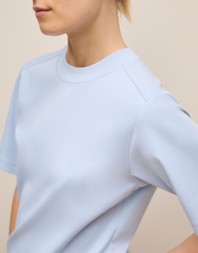 Trenery - Cotton Modal Interlock T-shirt in Soft Blue