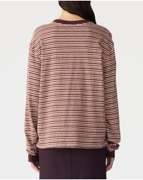Bassike - Stripe Slouch LS T-Shirt