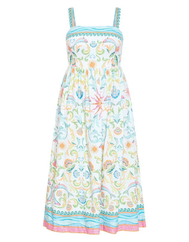City Chic - Plus size Calissa Seascape Print Maxi Dress - light blue