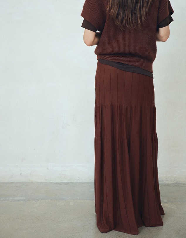 M.N.G - Knitted Long Skirt With Seam Detail