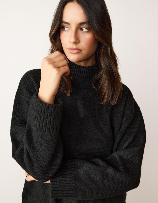 Atmos&Here - Teo High Neck Wool Blend Knit Jumper
