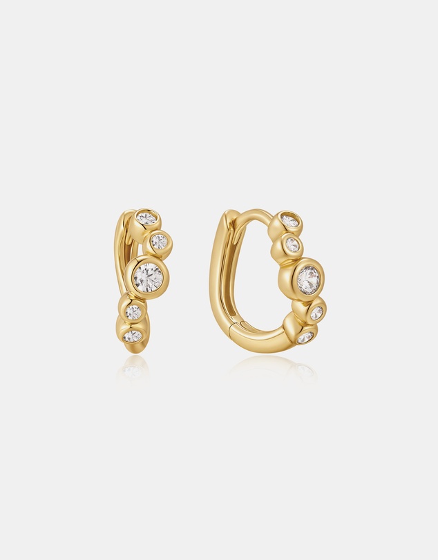 Ania Haie - Gold Small Sparkling Tide Huggie Hoop Earrings
