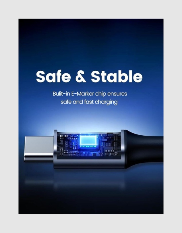 Ugreen - UGREEN 90 Degree Angle USB-C Male to USB-C Male 100W Braided Cable 3m