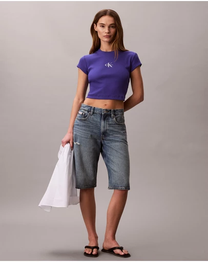 Calvin Klein Jeans - Monogram Logo Ribbed Baby Tee
