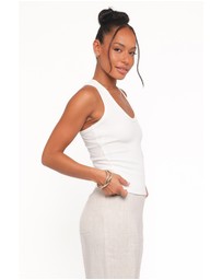 Petal & Pup - Miles Racerback Rib Knit Tank Top - White