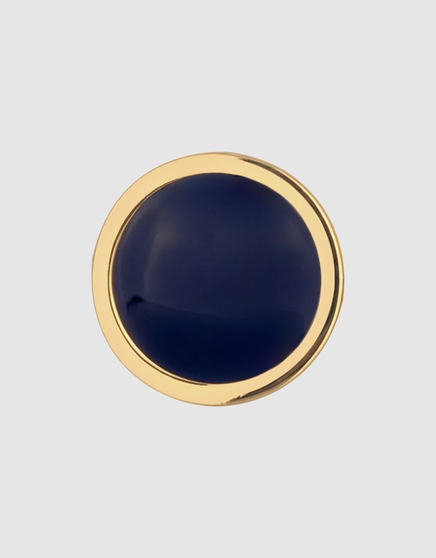 Kuzzoi - ICONIC EXCLUSIVE - Earrings Male Basic Circle Geo Enamel Blue 925 Sterling Silver Gold Plated