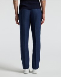 Calibre - Textured Linen Blend Pants Denim Blue