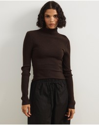 Atmos&Here - Annie Wool Blend Turtleneck Knit Top