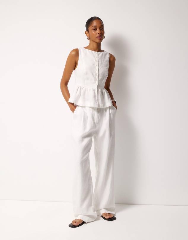 AERE - Kaia Linen Button Front Top