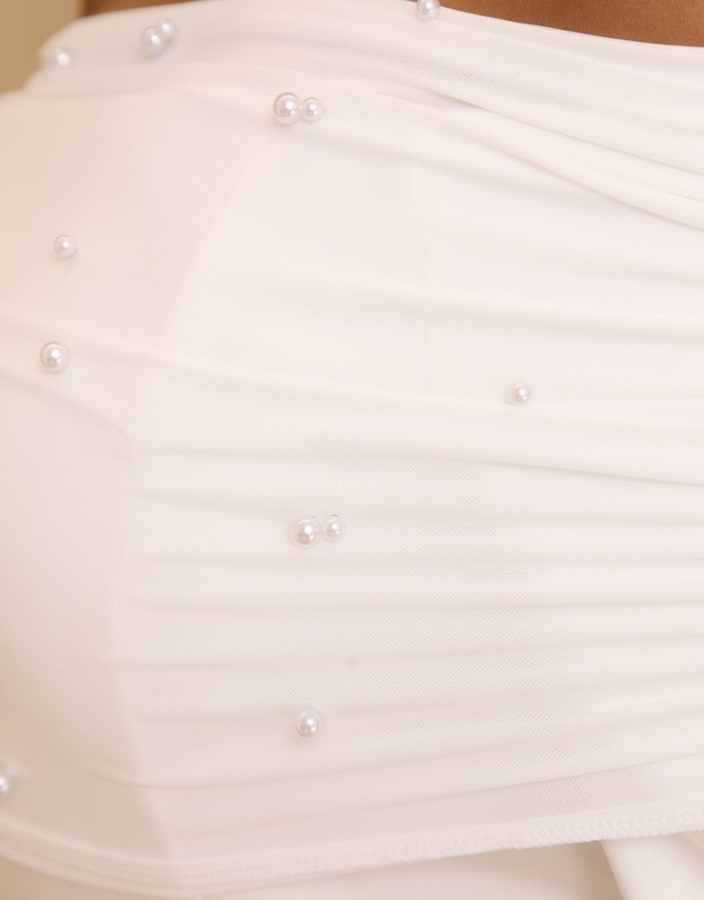 Six Stories - Pearl Trim Bardot Mini Dress