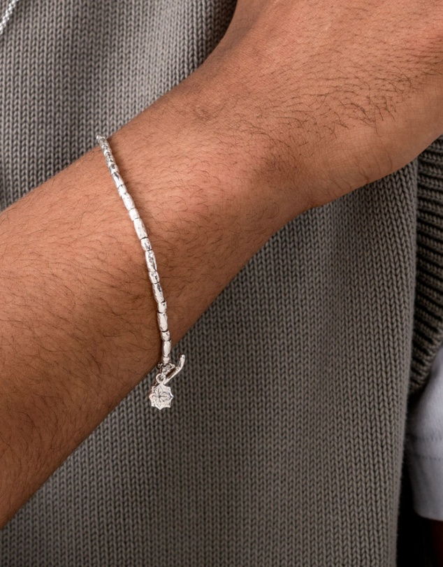 Dower & Hall - Men's Rice Nomad Bracelet In Sterling Silver