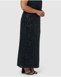 Pink Dusk by Curve Project - Ignition Sequin Midi Skirt