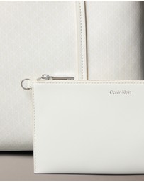 Calvin Klein - Allover Monogram Logo Small Tote Bag with Pouch