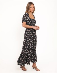Petal & Pup - Cecelia Puff Sleeve Maxi Dress - Black Floral