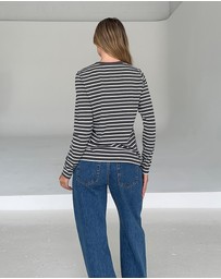 Dazie - Melrose Long Sleeve Stripe Boyfriend Tee