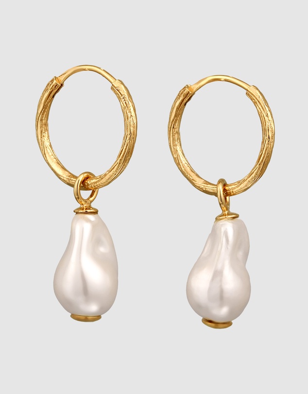 Elli Jewelry - Shell Pearl Hoop Earrings in Gold-Plated 925 Silver