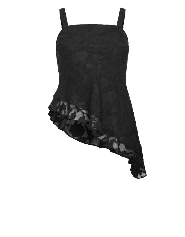 City Chic - Plus size Daniela Jacquard Asymmetrical Cami - black