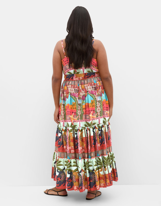 City Chic - Plus size Karina Paradise Print Maxi Dress - terracotta