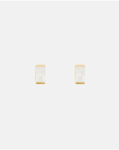 Kirstin Ash - Baguette Birthstone Studs June - Moonstone