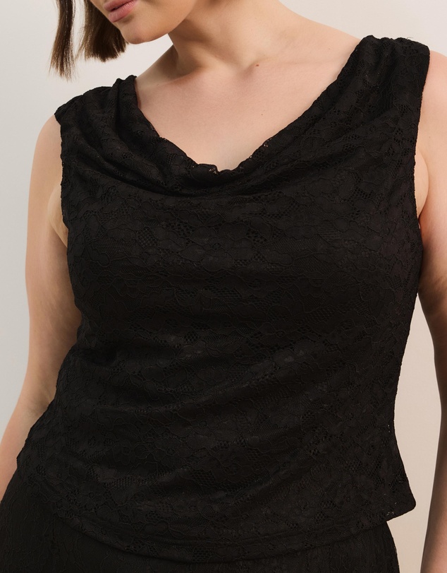 Atmos&Here Curvy - Lydia Cowl Neck Stretch Lace Top