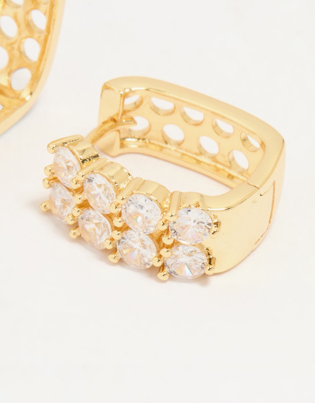 Lovisa - Gold Plated Cubic Zirconia Medium Oval Hoop Earrings