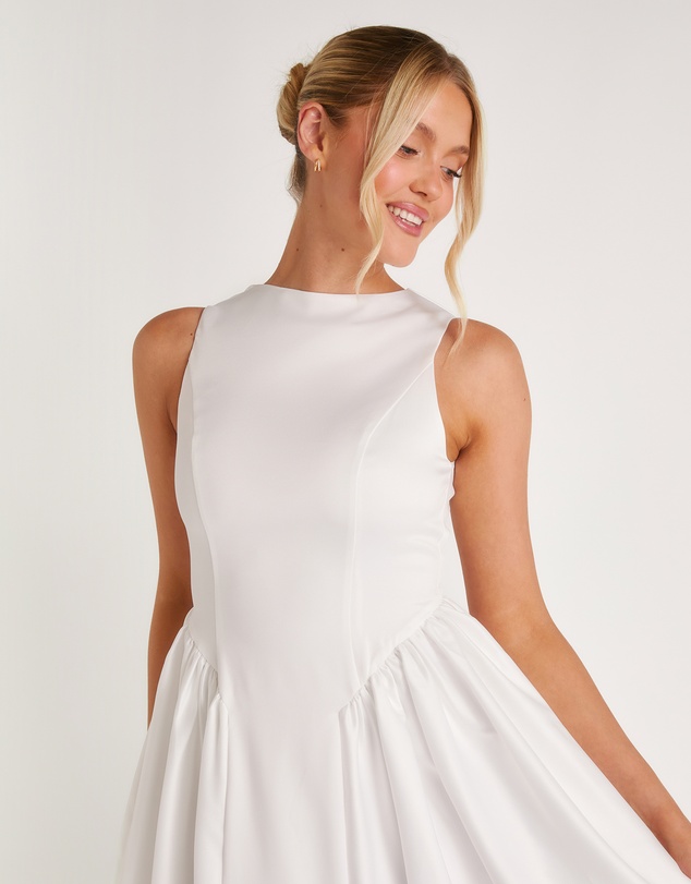 Six Stories - Drop Waist Midi Dress with Volume Skirt