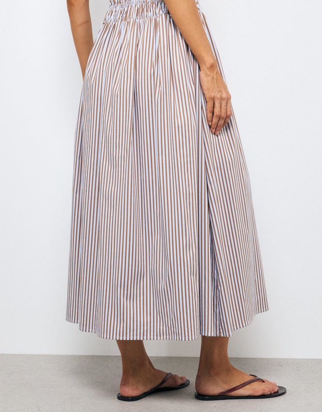 AERE - Thea Striped Cotton Midi Dress