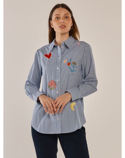 Floral Navy Stripe
