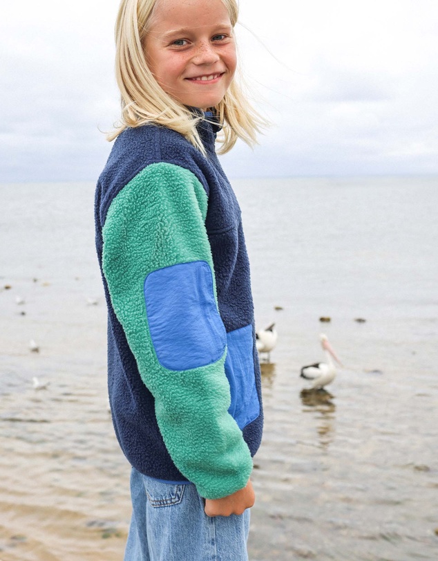 Skwosh - Skwosh Kids Polar Fleece Utility Jacket in Green/Blue